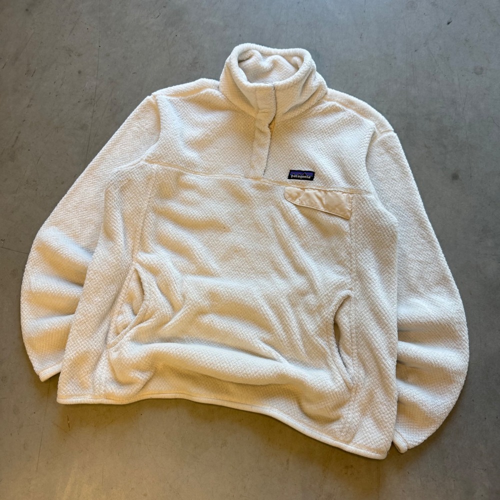 Patagonia Re-Tool Snap-T Pullover Fleece Cream Off White XL Mens